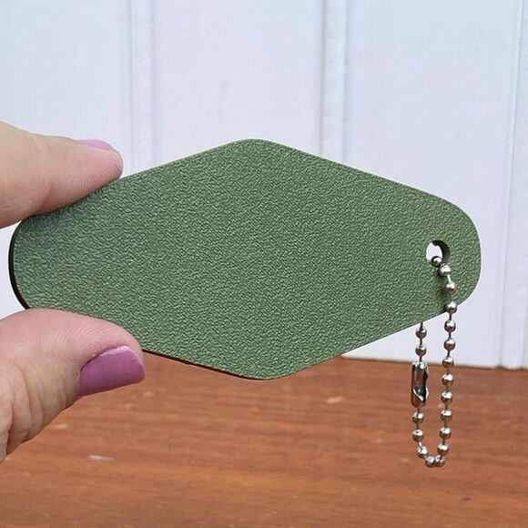 Retro Motel Keychain, Hold My Beer, Ballchain Keychain, Green and Tan - Picture 4 of 5